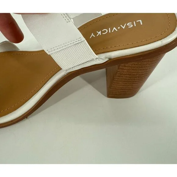 Lisa Vicky Womens Slingback Sandals White Heeled Square Toe Size 9 Oasis - Picture 8 of 11